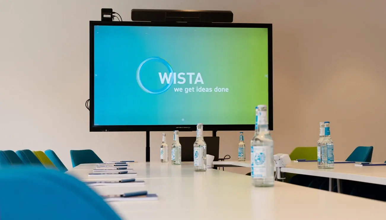 Conference table with large screen